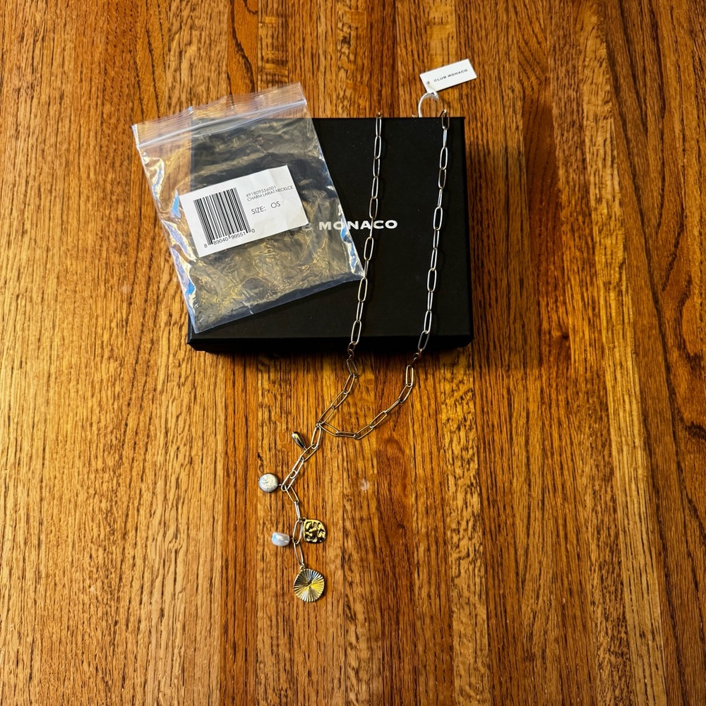 Club Monaco Lariat Chain Necklace New with Box & Tag